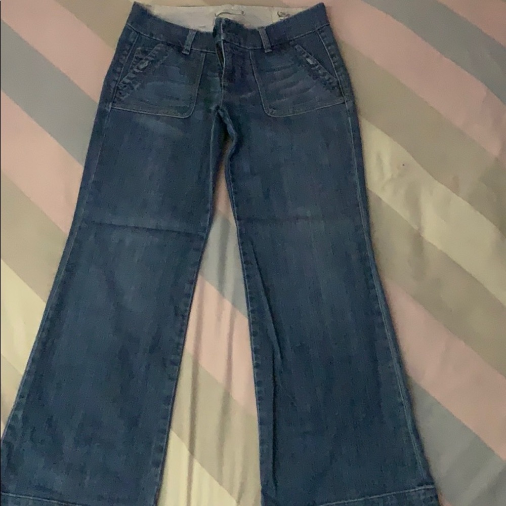Wide leg dark denim jeans